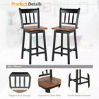 Lot de 2 tabourets de bar Costway, pivotants, hauteur de comptoir 62,2 cm avec repose-pieds