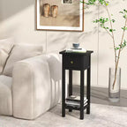 Table d'appoint Costway en bois massif avec tiroir et étagère ouverte pour salon