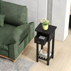 Table d'appoint Costway en bois massif avec tiroir et étagère ouverte pour salon