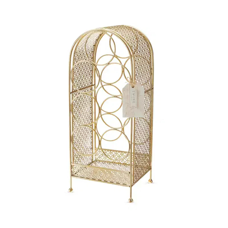 Porte-bouteilles Twine Trellis, 7 bouteilles, rangement de vin doré pour comptoir, en fonte