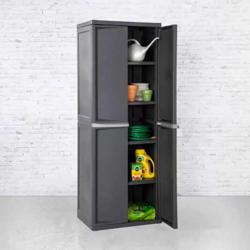 Meuble de rangement Sterilite à 4 étagères réglables avec portes, gris | 01423V01