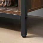 HOMCOM Buffet de cuisine industriel rustique avec portes coulissantes de grange, 3 tiroirs et étagères réglables pour salon, marron rustique