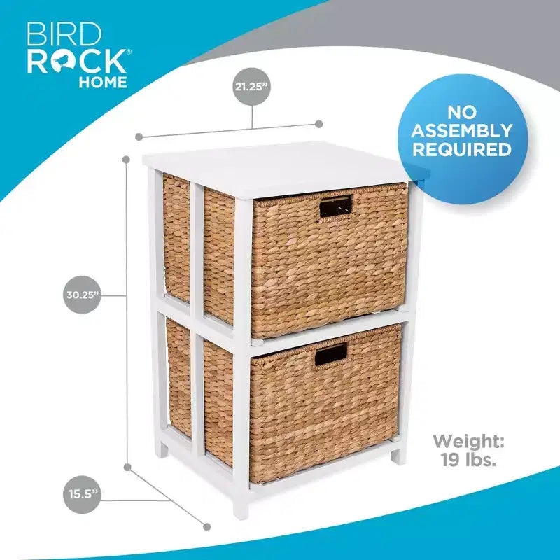 BirdRock Home Meuble de rangement à 2 niveaux en jonc de mer – Naturel