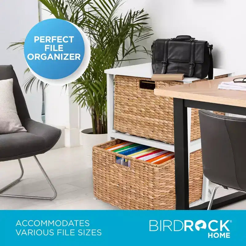 BirdRock Home Meuble de rangement à 2 niveaux en jonc de mer – Naturel