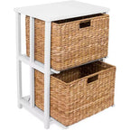 BirdRock Home Meuble de rangement à 2 niveaux en jonc de mer – Naturel