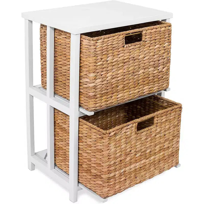 BirdRock Home Meuble de rangement à 2 niveaux en jonc de mer – Naturel