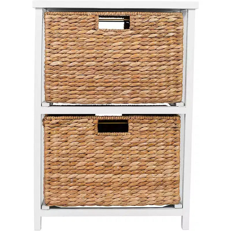BirdRock Home Meuble de rangement à 2 niveaux en jonc de mer – Naturel