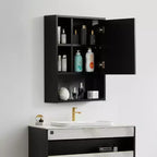 Meuble de rangement mural Basicwise pour salle de bain avec miroir et étagère ouverte | Meuble de rangement à pharmacie avec 2 étagères réglables