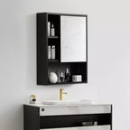 Meuble de rangement mural Basicwise pour salle de bain avec miroir et étagère ouverte | Meuble de rangement à pharmacie avec 2 étagères réglables