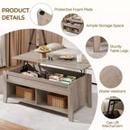Table basse relevable Yaheetech avec rangement et 2 étagères ouvertes pour salon, salle de réception, bureau