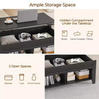 Table basse relevable Yaheetech avec rangement et 2 étagères ouvertes pour salon, salle de réception, bureau
