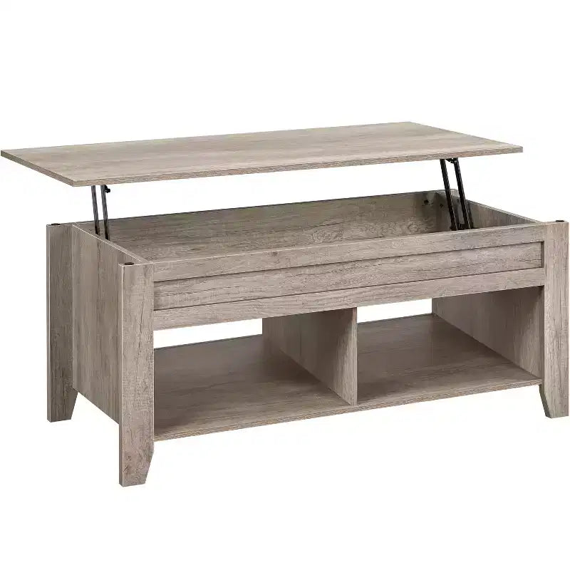 Table basse relevable Yaheetech avec rangement et 2 étagères ouvertes pour salon, salle de réception, bureau