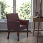 Fauteuil de réception de direction Emma et Oliver en cuir avec pieds en acajou