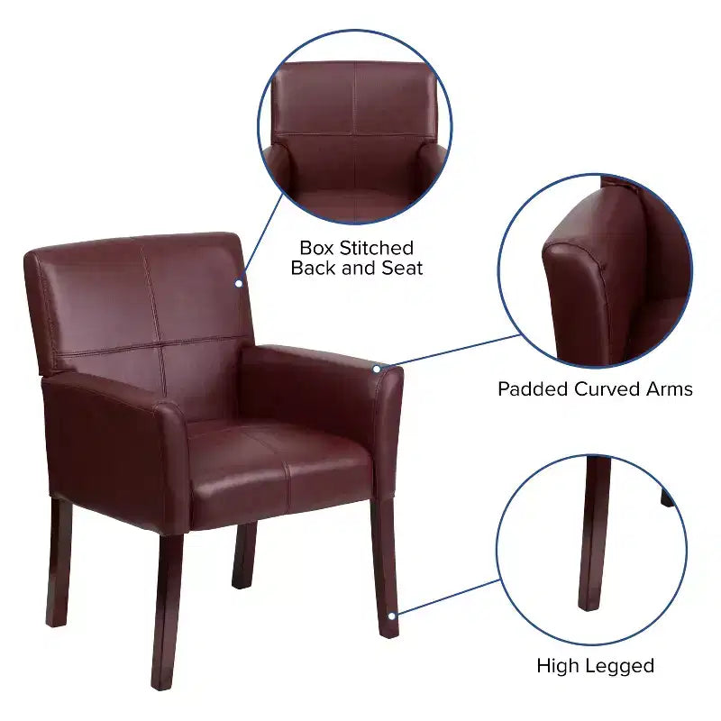 Fauteuil de réception de direction Emma et Oliver en cuir avec pieds en acajou
