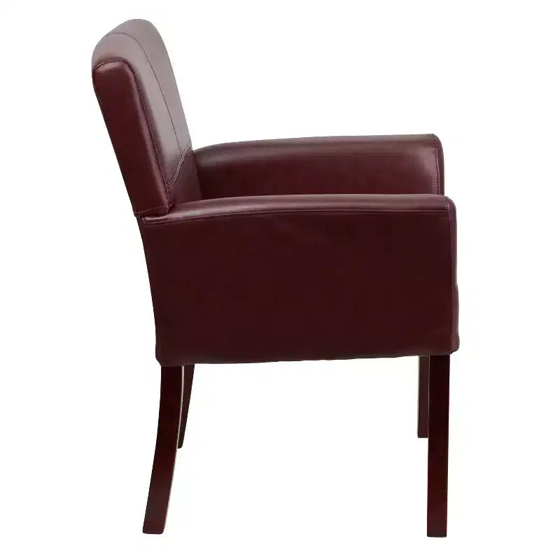 Fauteuil de réception de direction Emma et Oliver en cuir avec pieds en acajou