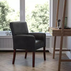 Fauteuil de réception de direction Emma et Oliver en cuir avec pieds en acajou