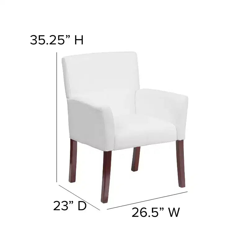 Fauteuil de réception de direction Emma et Oliver en cuir avec pieds en acajou