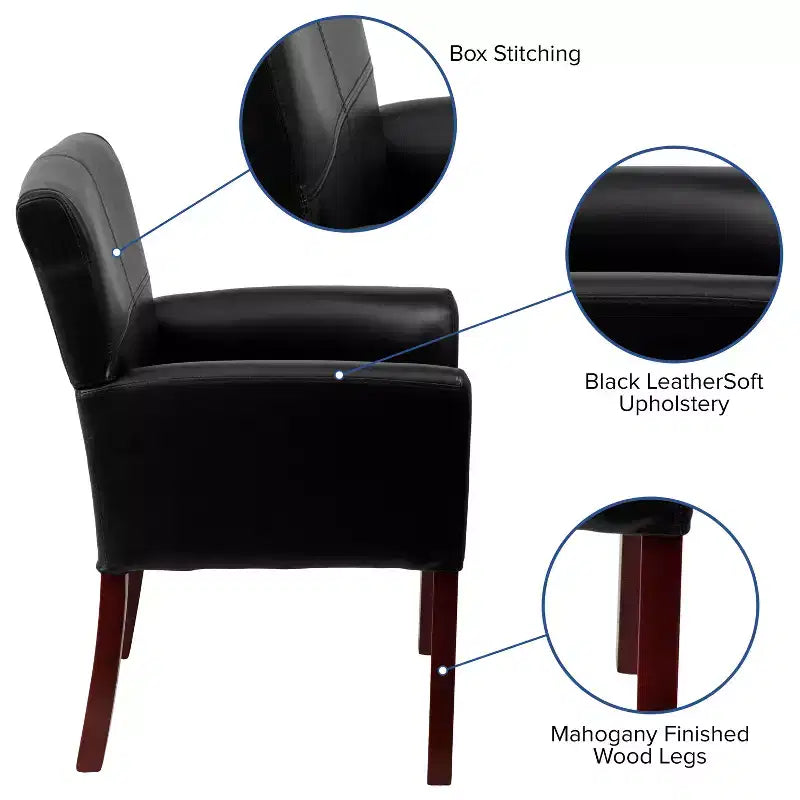 Fauteuil de réception de direction Emma et Oliver en cuir avec pieds en acajou