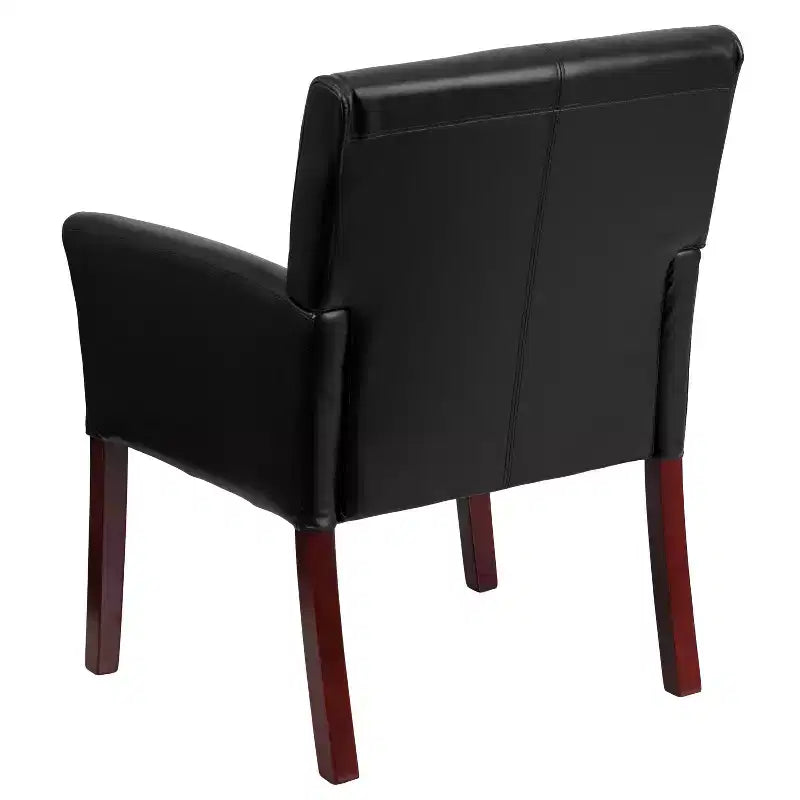 Fauteuil de réception de direction Emma et Oliver en cuir avec pieds en acajou
