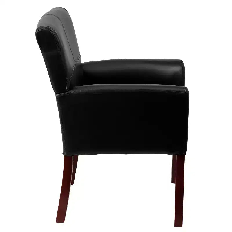 Fauteuil de réception de direction Emma et Oliver en cuir avec pieds en acajou