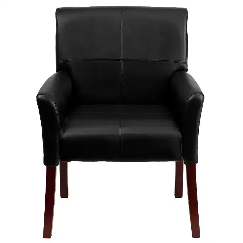 Fauteuil de réception de direction Emma et Oliver en cuir avec pieds en acajou