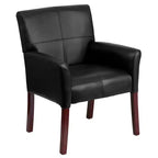 Fauteuil de réception de direction Emma et Oliver en cuir avec pieds en acajou
