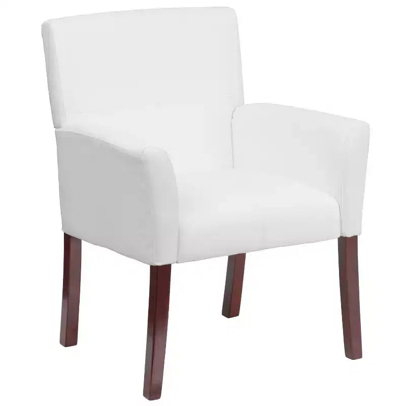 Fauteuil de réception de direction Emma et Oliver en cuir avec pieds en acajou