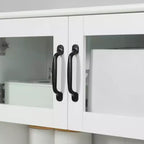 HOMCOM Meuble de cuisine autoportant de 161,3 cm, buffet à 4 portes avec huche, meuble de rangement pour bar à café avec étagères réglables, blanc