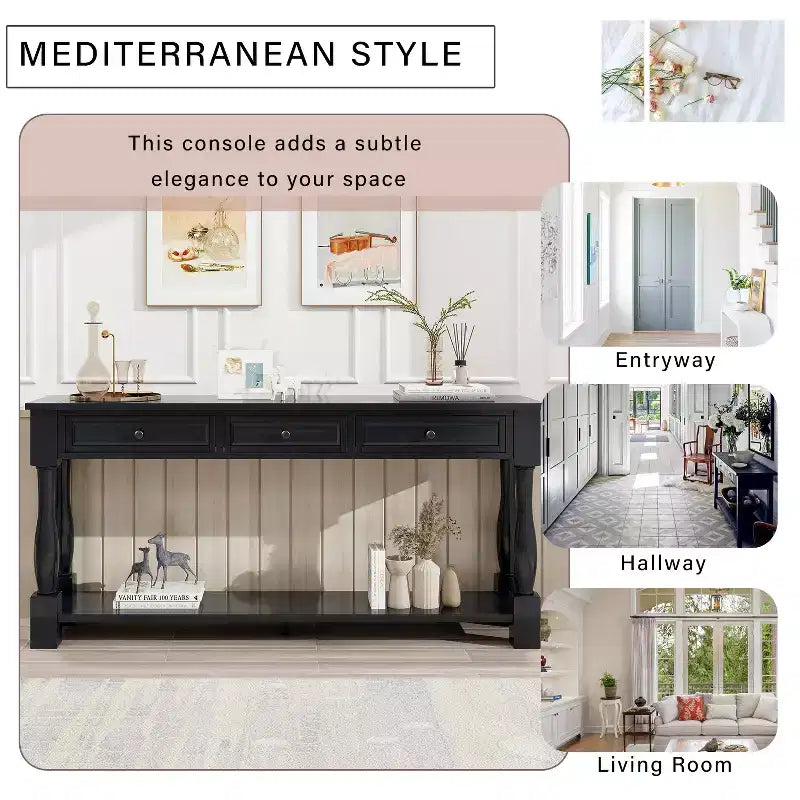 Console extra-épaisse 63 L avec tiroirs et étagère RE-ModernLuxe