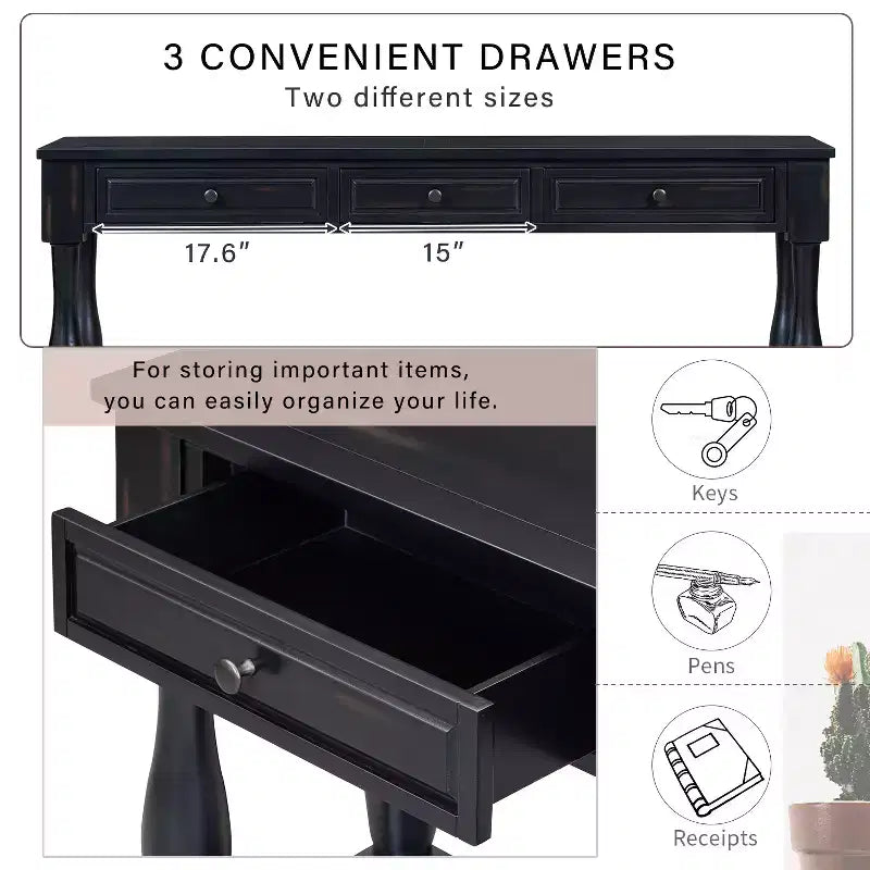 Console extra-épaisse 63 L avec tiroirs et étagère RE-ModernLuxe