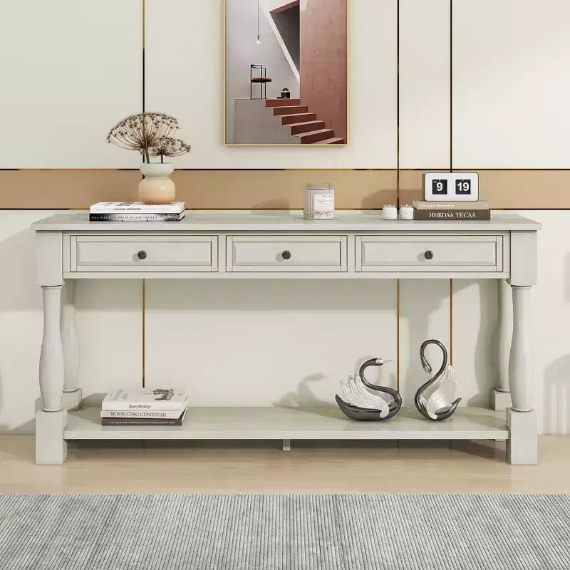 Console extra-épaisse 63 L avec tiroirs et étagère RE-ModernLuxe
