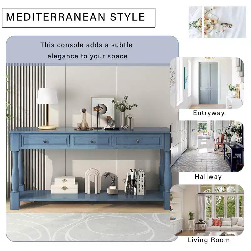 Console extra-épaisse 63 L avec tiroirs et étagère RE-ModernLuxe
