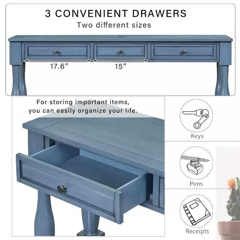 Console extra-épaisse 63 L avec tiroirs et étagère RE-ModernLuxe