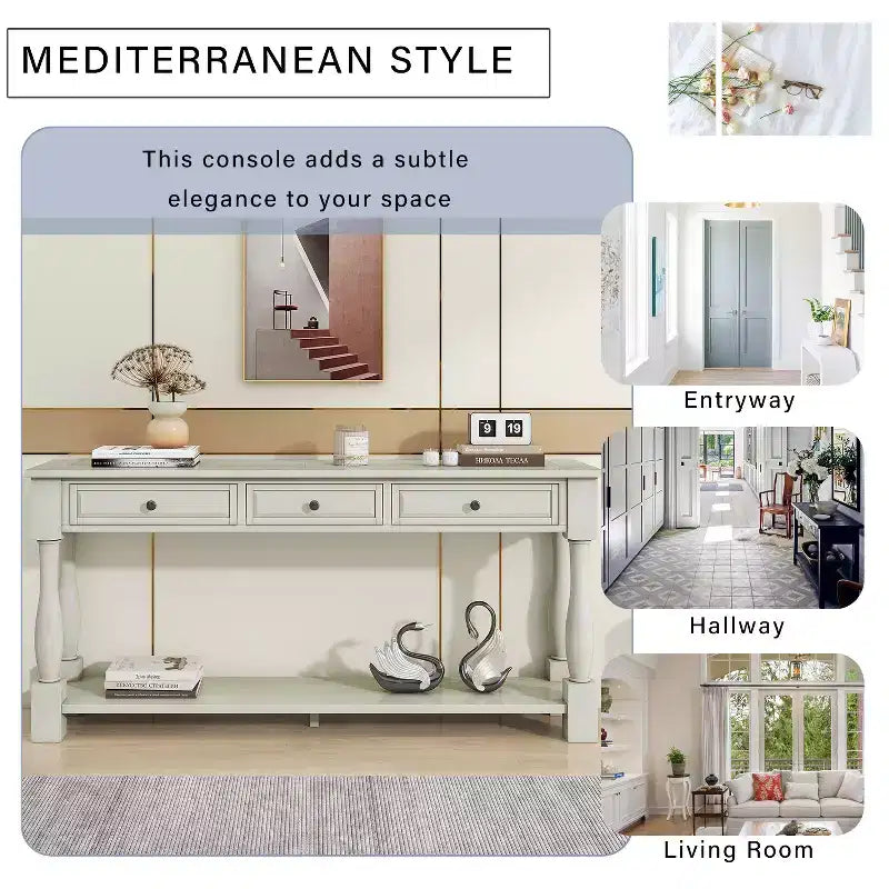 Console extra-épaisse 63 L avec tiroirs et étagère RE-ModernLuxe