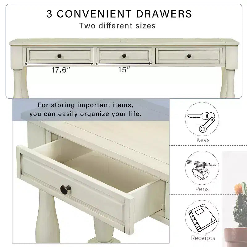 Console extra-épaisse 63 L avec tiroirs et étagère RE-ModernLuxe