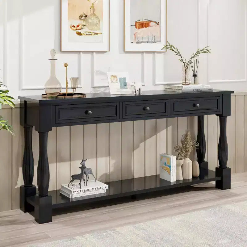 Console extra-épaisse 63 L avec tiroirs et étagère RE-ModernLuxe