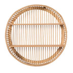 Étagère décorative ronde en rotin Vintiquewise à 2 niveaux pour la salle à manger, le salon ou le bureau.