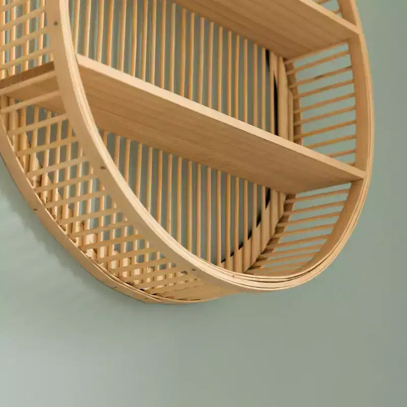 Étagère décorative ronde en rotin Vintiquewise à 2 niveaux pour la salle à manger, le salon ou le bureau.