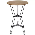 Sunnydaze Indoor Modern Furniture Steel Wire Bar Table with Faux Woodgrain Tabletop - Brown