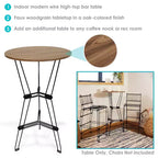 Table de bar d'intérieur moderne Sunnydaze avec plateau en acier et imitation bois - Marron