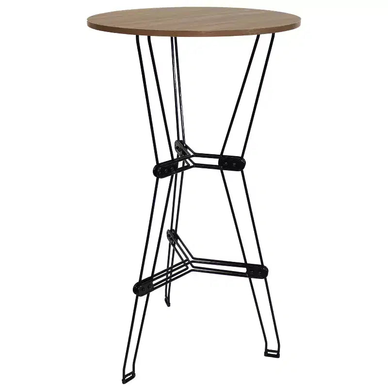 Table de bar d'intérieur moderne Sunnydaze avec plateau en acier et imitation bois - Marron