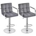 Yaheetech 2PCS Height Adjustable Swivel Bar Stools with Large Steel Base Backrests Footrest