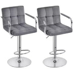 Yaheetech 2PCS Height Adjustable Swivel Bar Stools with Large Steel Base Backrests Footrest
