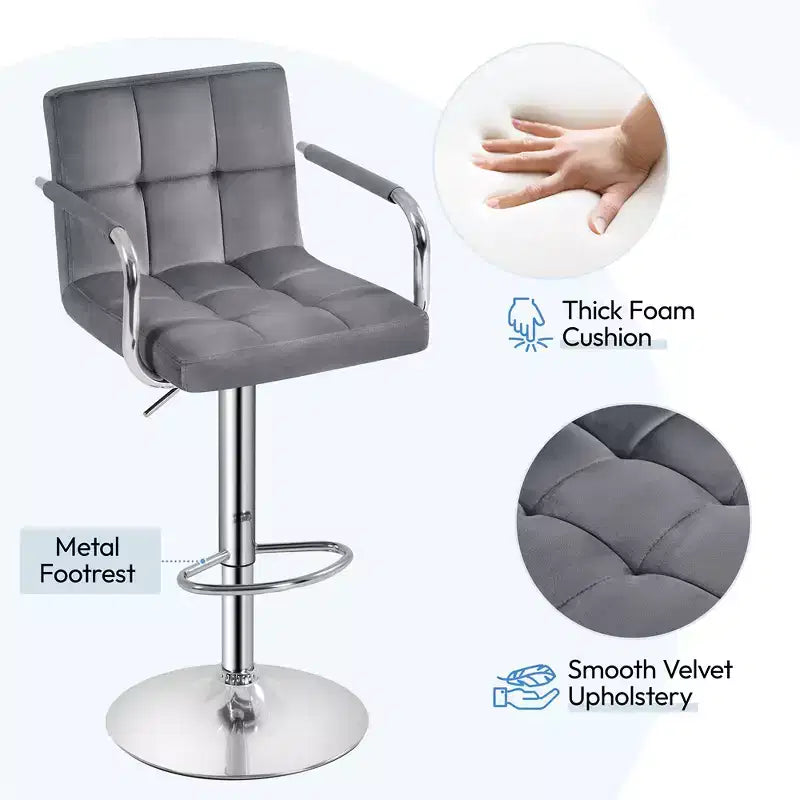 Yaheetech Lot de 2 tabourets de bar pivotants réglables en hauteur avec grand piètement en acier, dossier et repose-pieds