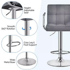 Yaheetech Lot de 2 tabourets de bar pivotants réglables en hauteur avec grand piètement en acier, dossier et repose-pieds