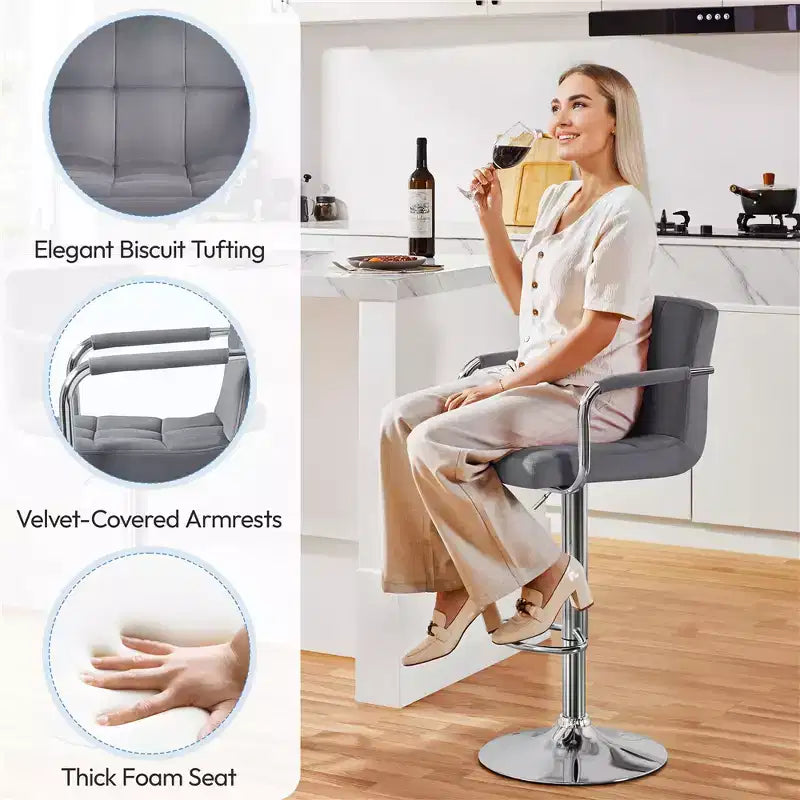 Yaheetech Lot de 2 tabourets de bar pivotants réglables en hauteur avec grand piètement en acier, dossier et repose-pieds