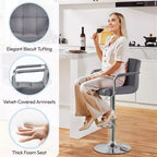 Yaheetech Lot de 2 tabourets de bar pivotants réglables en hauteur avec grand piètement en acier, dossier et repose-pieds