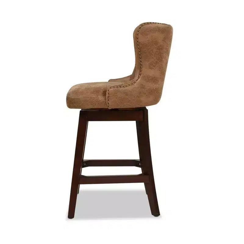 Tabouret de bar pivotant à 360° et à hauteur de comptoir, dossier haut capitonné, Jennifer Taylor Home Holmes 27