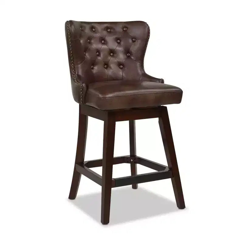 Tabouret de bar pivotant à 360° et à hauteur de comptoir, dossier haut capitonné, Jennifer Taylor Home Holmes 27