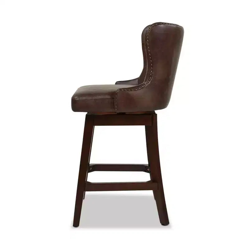 Tabouret de bar pivotant à 360° et à hauteur de comptoir, dossier haut capitonné, Jennifer Taylor Home Holmes 27